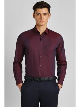 Peter England - Men Maroon Slim Fit Formal Full Sleeves Formal Shirt