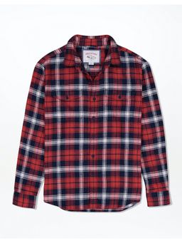 American Eagle - Men Red Super Soft Flannel Shirt