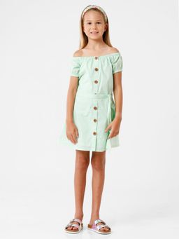 Kate & Oscar - Girls Green Solid Dress