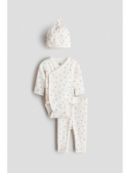 H&M - Girls Beige 3-piece printed cotton set