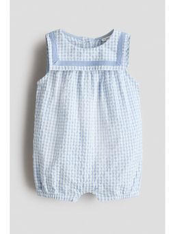 H&M - Boys Blue Cotton seersucker romper suit