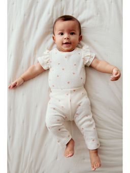 H&M - Girls White 2-piece printed cotton set