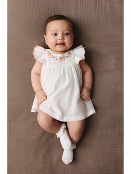 H&M - Girls White Cotton bodysuit dress
