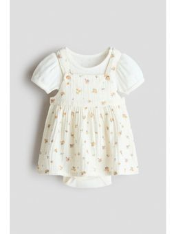 H&M - Girls White 2-piece dress and bodysuit set