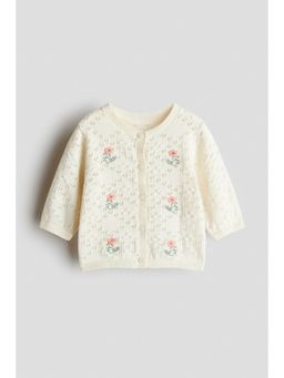 H&M - Girls White Pointelle-knit cardigan