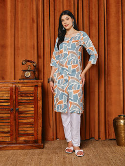 MEENA BAZAAR - Multi-Color Cotton Printed Kurta
