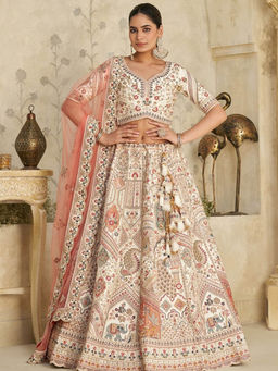 Odette - Off White Silk Blend Embroidered Lehenga With Choli & Dupatta