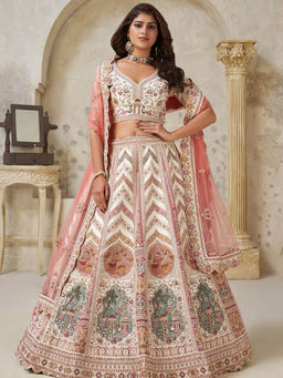 Odette - Off White Silk Blend Embroidered Lehenga With Choli & Dupatta