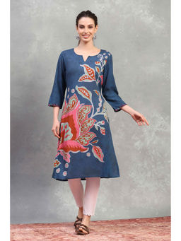 Rangriti - Blue Rayon Printed Kurta
