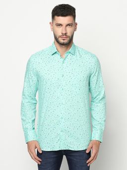 CRIMSOUNE CLUB - Men Mint Green Floral Shirt
