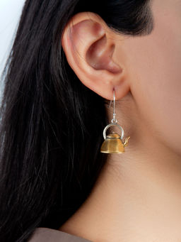 Neeta Boochra - 925 Sterling Silver 22K Gold Plated Kettle Dangler Earrings