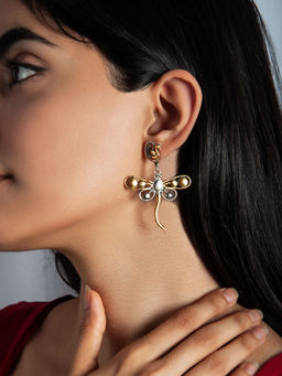 Neeta Boochra - 925 Sterling Silver Two Tone Butterfly Earrings