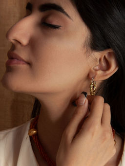 Neeta Boochra - 925 Sterling Silver Two Tone 22K Gold Plated Hook Earrings