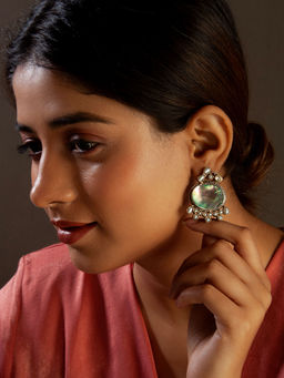 Neeta Boochra - 925 Sterling Silver Two Tone 22K Gold Plated Mother Of Pearl Gemstone Studs Earring