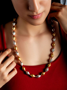 Neeta Boochra - 925 Sterling Silver Two Tone Big Dholki Necklace