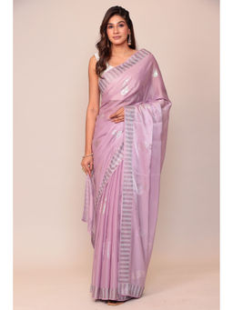 Zari Jaipur - Silk Organza Purple Color Embellished Saree with Unstitched Blouse