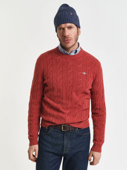 GANT - Mens Red Crew Neck Regular Fit Pullover Sweater