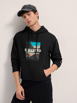 The Bear House - Mens Black Pure Cotton Relaxed Hoodie