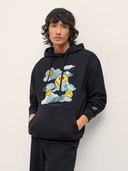 The Bear House - Mens Black Pure Cotton Relaxed Hoodie