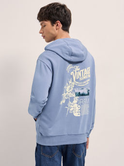 The Bear House - Mens Blue Pure Cotton Relaxed Hoodie