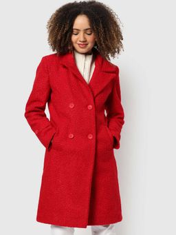 Campus Sutra - Womens Red Regular Fit Long Coat