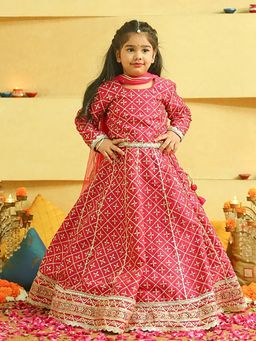 Alyaansh Couture - Pink Silk Full Sleeves Lehenga With Blouse & Dupatta