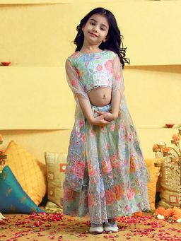 Alyaansh Couture - Green Net Full Sleeves Lehenga With Blouse