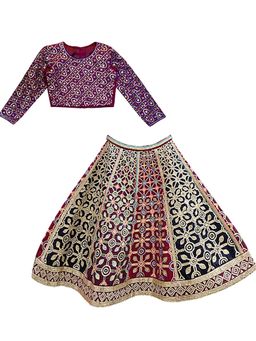 Alyaansh Couture - Multi-Color Silk Full Sleeves Lehenga With Blouse