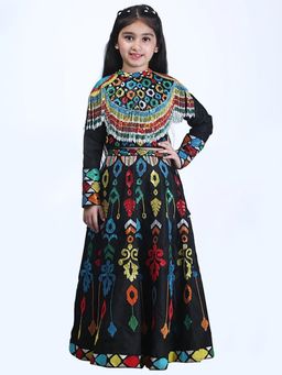 Alyaansh Couture - Black Dupion Full Sleeves Lehenga With Blouse & Cape