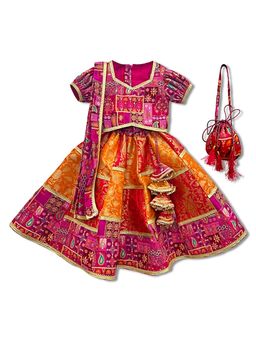 Alyaansh Couture - Multi-Color Brocade Half Sleeves Lehenga Blouse With Potli & Dupatta