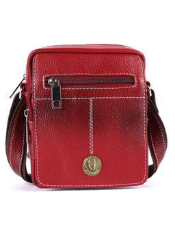HiLEDER - Pure Leather Messenger Shoulder 7" Sling Cross Body Bag Men Women Maroon