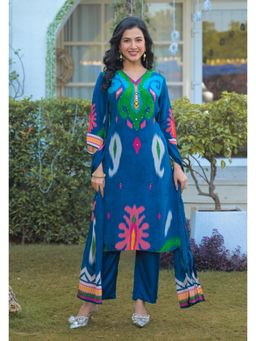 Varanga - Placement Print Blue Kurta with Pant & Dupatta