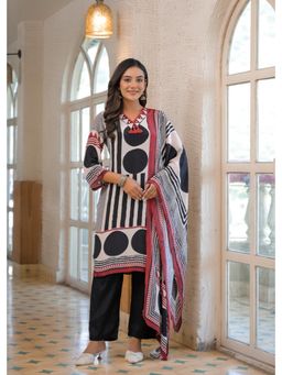 Varanga - Striking Black Modal Silk Mirror Embroidery Kurta with Pant & Dupatta