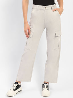 Madame - Solid Grey Cargo Pant