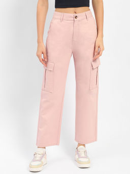 Madame - Solid Pink Cargo Pant