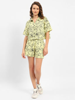 Madame - Floral Print Lime Green Co-Ord (Set of 2)