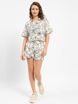 Madame - Floral Print Off-White Co-Ord (Set of 2)