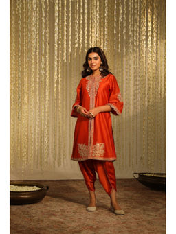 Sheetal Batra - Women Orange Short Kurta With Dhoti And Light Dupatta