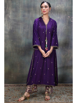 Label Niti Bothra - Purple Mughal Jaal Heavy Kurta with Palazzo