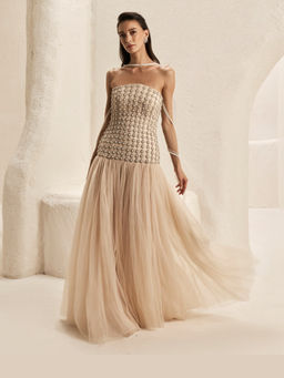 Nirmooha - Women Beige Lattice Gown