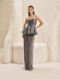 Nirmooha - Women Grey Corset with Skirt