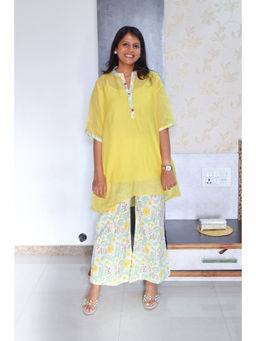 Pink Tree - Women Sunshine Yellow Polyester Top with Pant