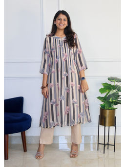 Pink Tree - Women Multicolor Stripe Floral Kurta with Pant