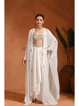 Rishi & Vibhuti - Ivory Karl Embellished Bustier with Skirt and Cape