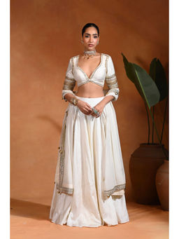 Rishi & Vibhuti - Star Ivory Mirrir Work Lehenga with Blouse and Dupatta
