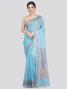 PinkLoom - Women's Soft Cotton Blend Jamdani Saree Without Blouse Piece