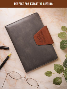 Doodle Collection - A5 Leather Notebook, 160 Pages - Grey