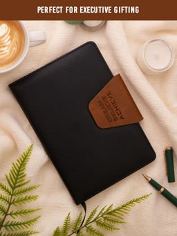 Doodle Collection - A5 Leather Notebook, 160 Pages - Black