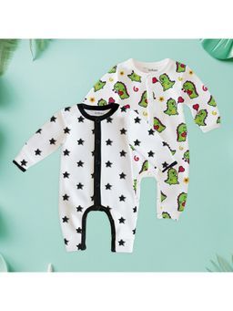 Kidbea - Full Sleeves Organic Cotton Printed Multicolour Romper (Pack of 2)