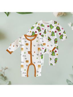 Kidbea - Full Sleeves Organic Cotton Printed Multicolour Romper (Pack of 2)